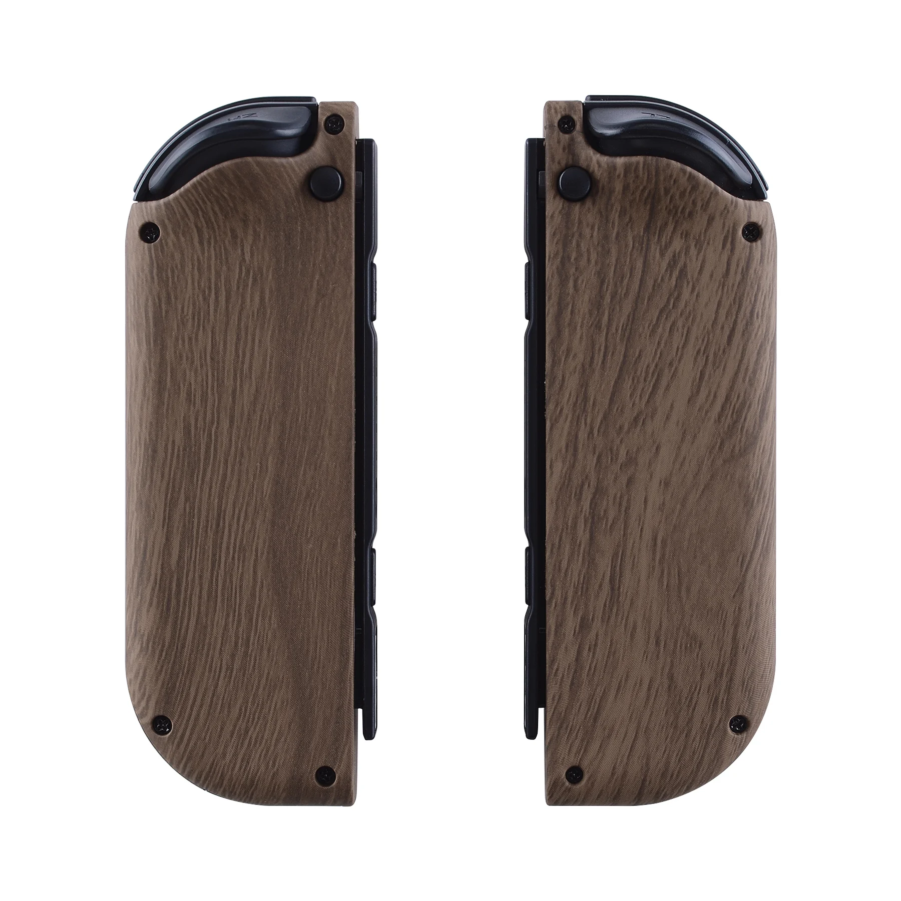 eXtremeRate Soft Touch Controller Housing Shell Case with Full Set Buttons for Nintendo Switch JoyCon & OLED Joycon - Wood Grain