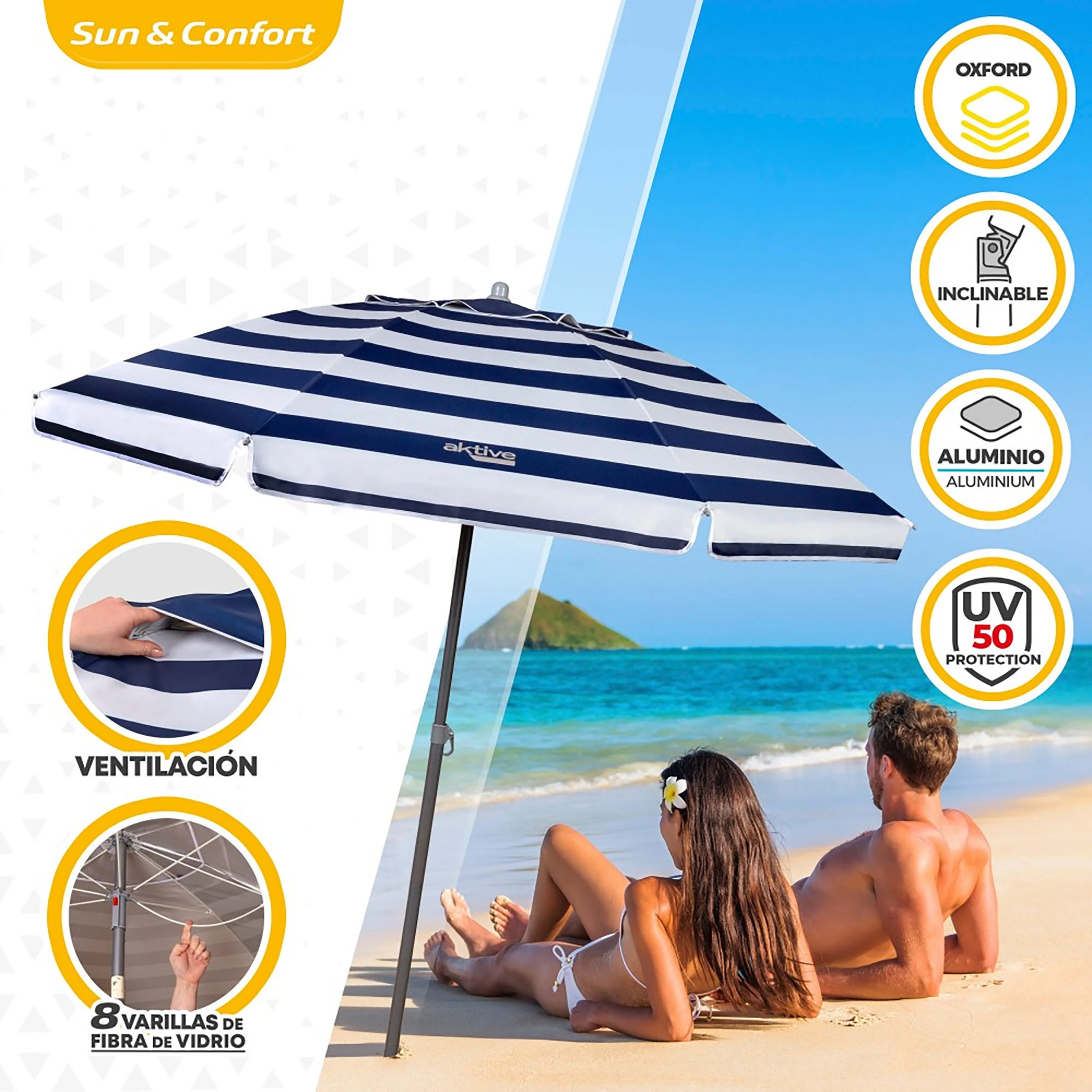 Beach Umbrella Umbrella Beach Umbrella Umbrella shade shade 180cm 200 tube 22/25mm 28/32mm UV50 tilt protection 8 rods fiberglass plated coating support water and sand filtering