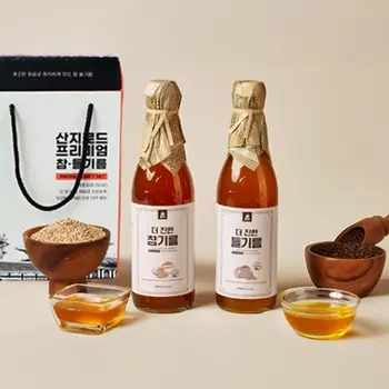 [선물세트] 홍주부 참기름350ml+350ml 통 참깨 사용 당일제조
