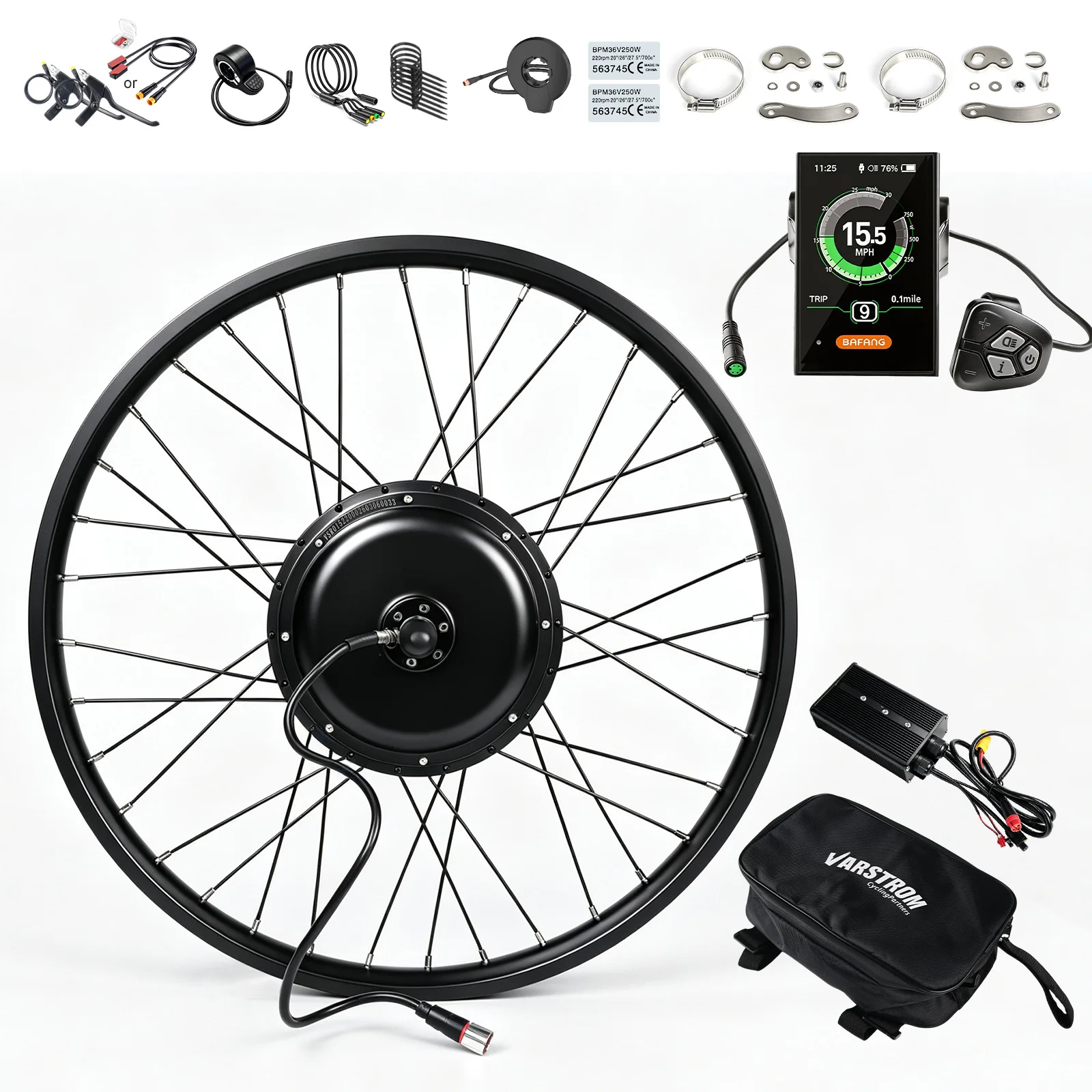 [Lieferung 3 Tage ] Varstrom Heckantrieb 52V 2000W Nabenmotor E-Bike Umbausatz 26" 27.5" 28" 29 Zoll 700C Radgröße Ebike Motorkit Mit LCD LED EKD01 Display