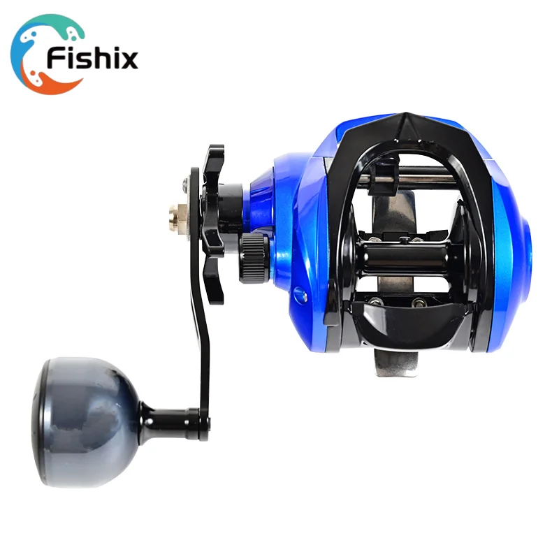 

FISHIX Long -cast Fishing Reel Speed Ratio 5.5:1 Blue Widen Body Bait Cast Reel Metal Spool 12KG Strong Brake Smooth Bearing