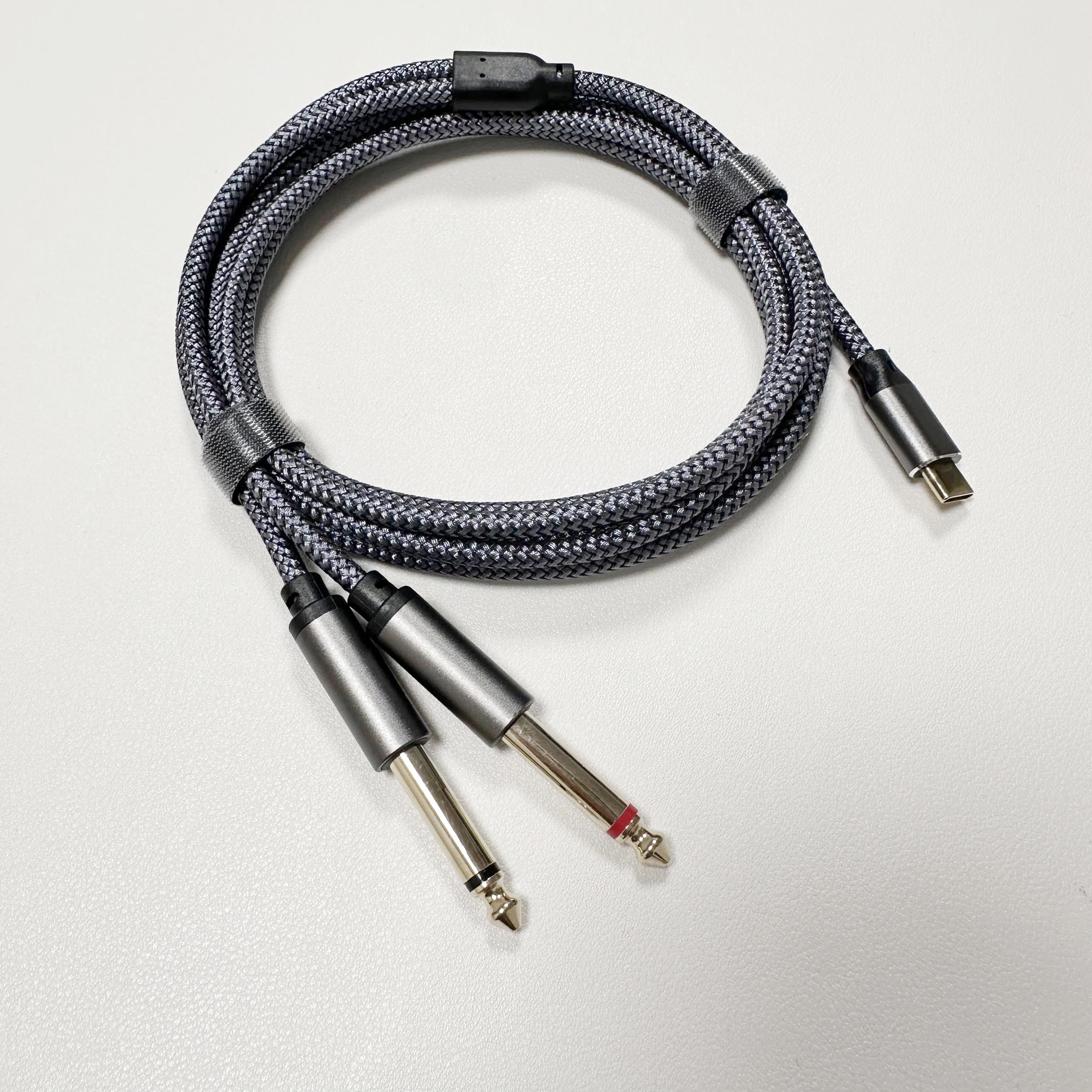 USB-C a cable de audio TS dual de 6,35 mm y 1/4 pulgadas, tipo C chapado en oro a adaptador auxiliar de interconexión mono macho TS dual de 6,35 mm y 1/4 pulgadas