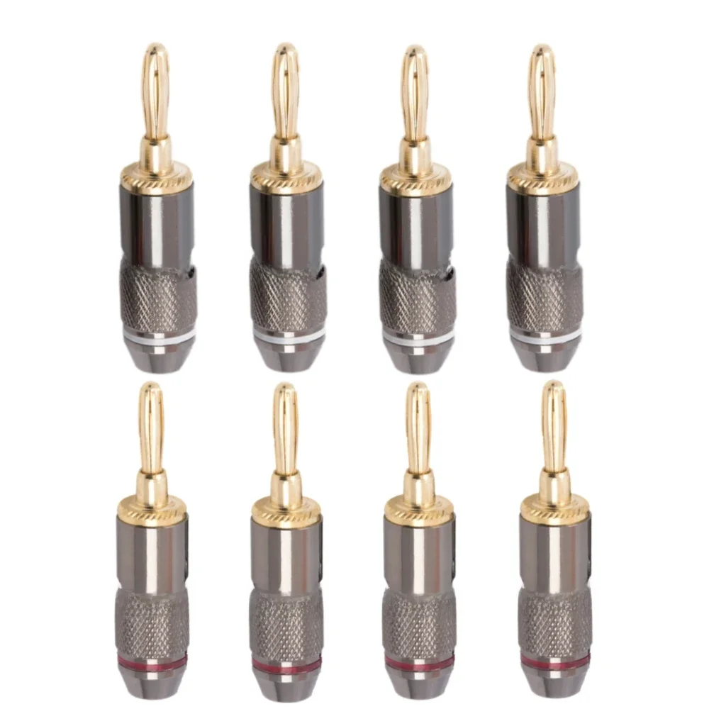 8 szt. 4mm wtyczka bananowa 24K pozłacana czysta miedź Monster Adapter głośnikowy wtyczki śrubowe złącza audio — zdjęcie produktu 7