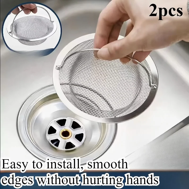 

2pcs kitchen drainage filter screen, anti clogging stainless steel sink drip tray, suitable for kitchens and bathrooms,