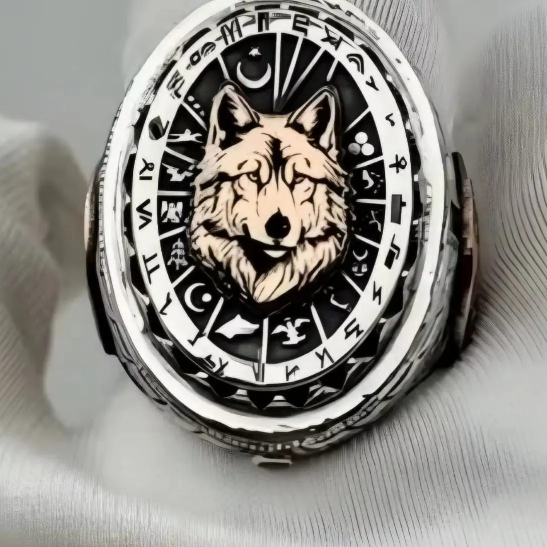 

Vintage Silver Men's Ring, Turkish History Themed, Wolf and Flag Motif, Ottoman Turkish Jewelry