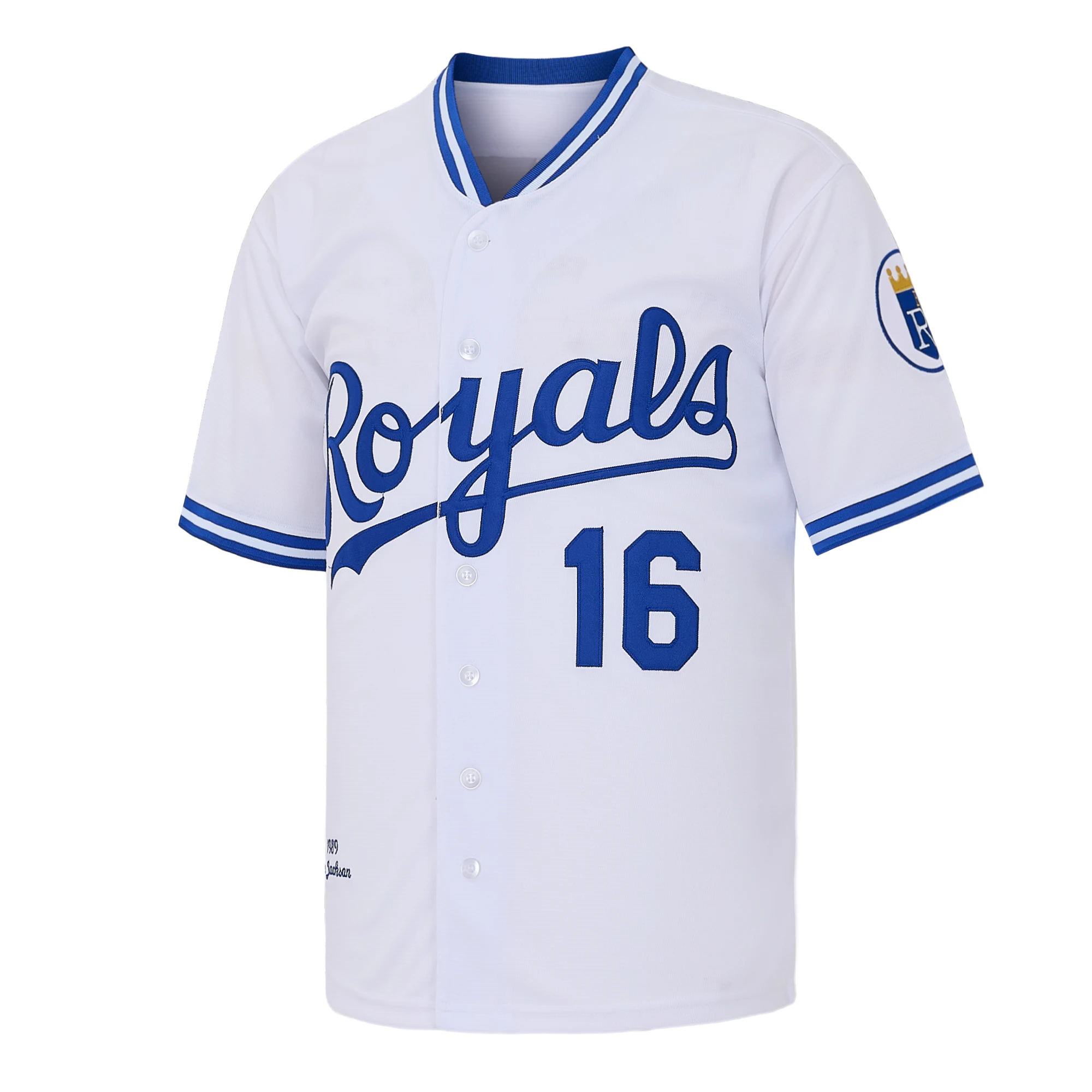 Men's White Blue Bo Jackson #16 City Royals 1989 Baseball Jersey,Letter Embroidery Game Training Baseball Clothing，Fan Gift