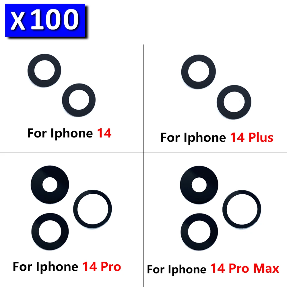 

100Pcs/Lot, Rear Back Camera Glass Lens Cover For iPhone 14 Pro Max Plus With Adhesive Sticker