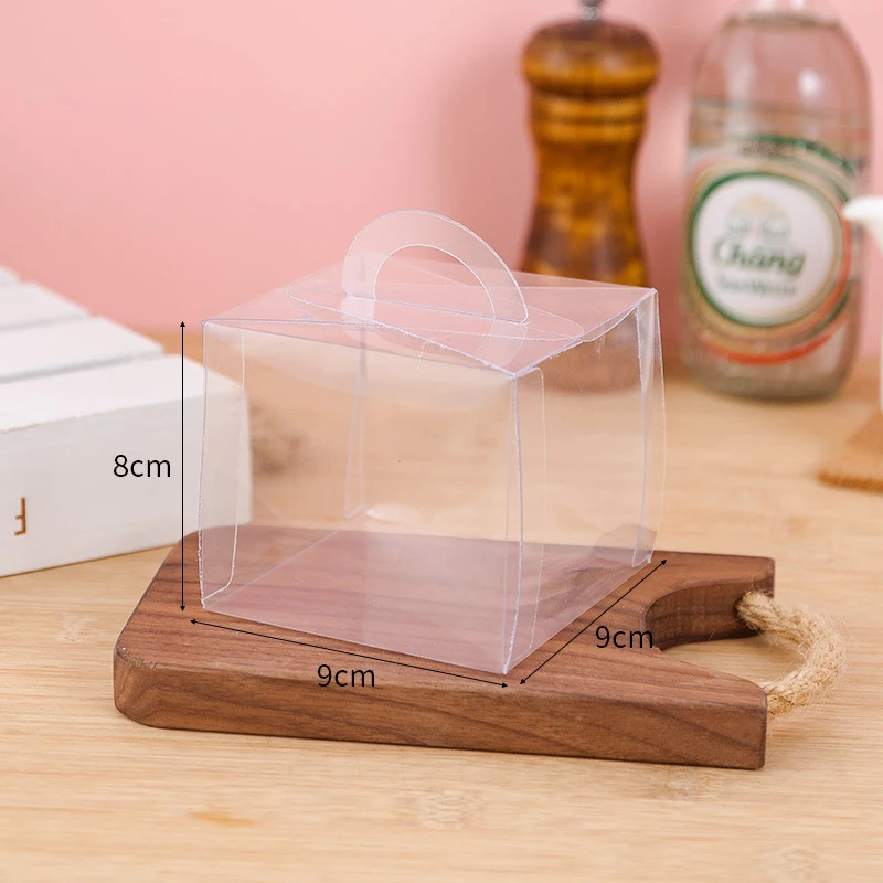 50 Packungen transparente geschnittene Kuchenbox, durchsichtige PVC-Mousse-Kuchenbox, Cupcake-Box mit Griff für Hochzeit, Geburtstag, Mitbringsel