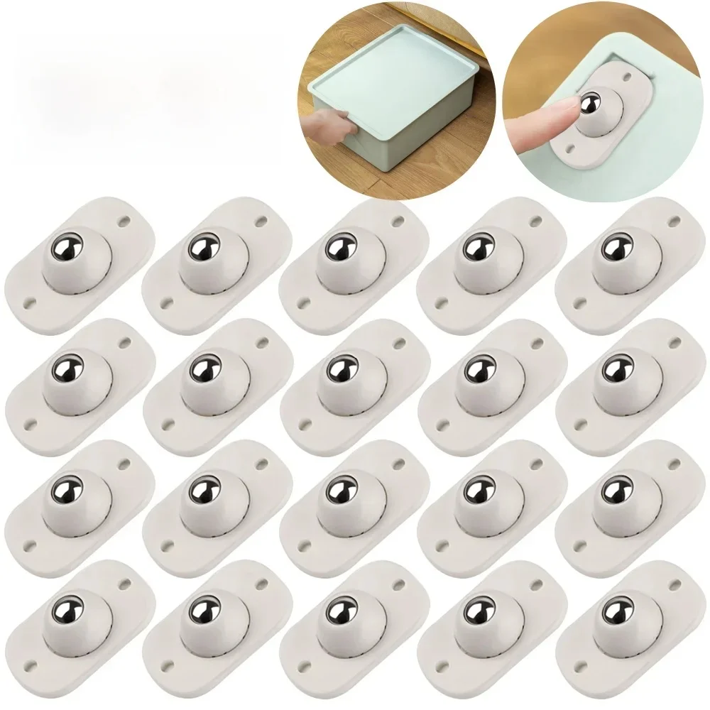 4/8/20 pièces boule muette auto-adhésive roue universelle 4 perles roulettes de meubles roues roue en acier inoxydable 360 ° Poulie de rotation