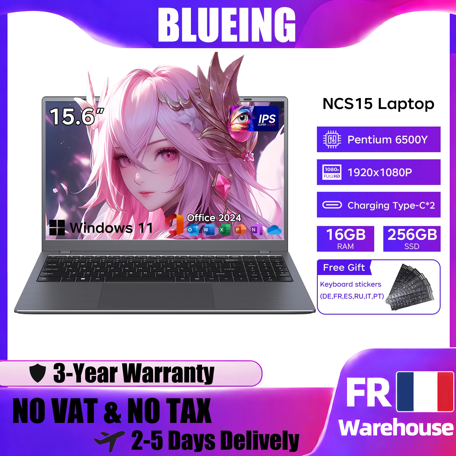 Portátil BLUEING 15.6″ 16GB 512GB SSD W11 Pro