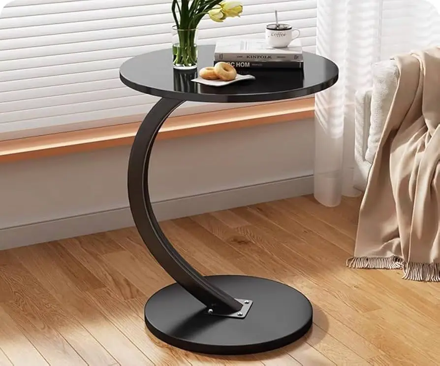 طاولة قهوة قابلة للكابينة، طاولة جانبية محمولة، "" تصميم على شكل حرف C، طاولة تقديم، للمساحات الصغيرة في المنزل أو المكتب، غرفة المعيشة، المطبخ، غرفة النوم، طراز حديث وأنيق