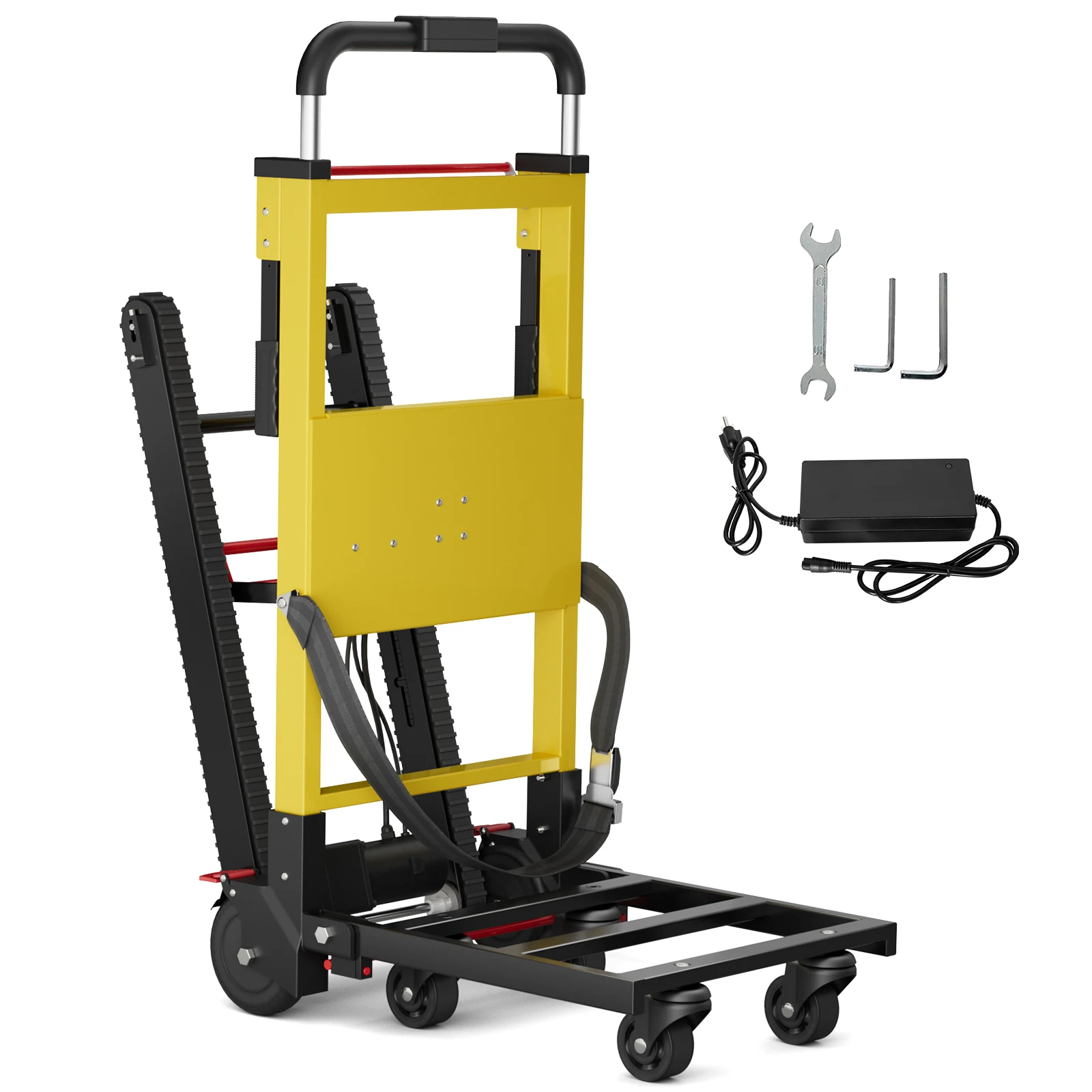 Electric Stair Climbing Dolly, 600lb Max Load Heavy Duty, 130W Motor Powered Stair Climber Dolly Cart with 6 Wheels Motor Powered for Furniture Family Logistics Warehouse