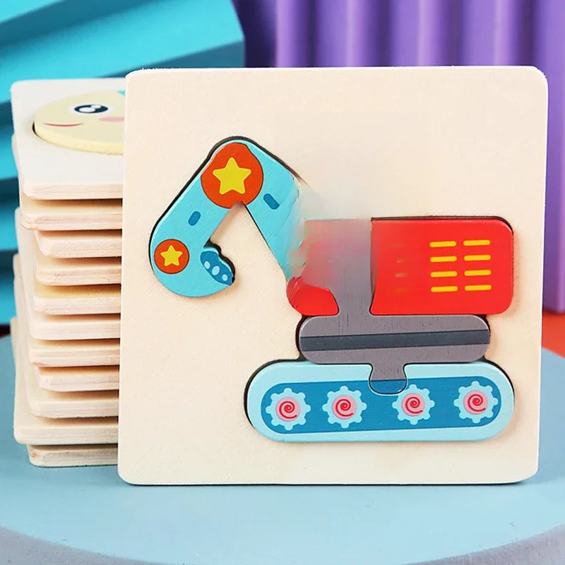 Jouets en bois pour enfants, Puzzle 3D en bois, animaux de dessin animé, Puzzle cognitif, jouets éducatifs pour l'apprentissage précoce, cadeau pour enfants