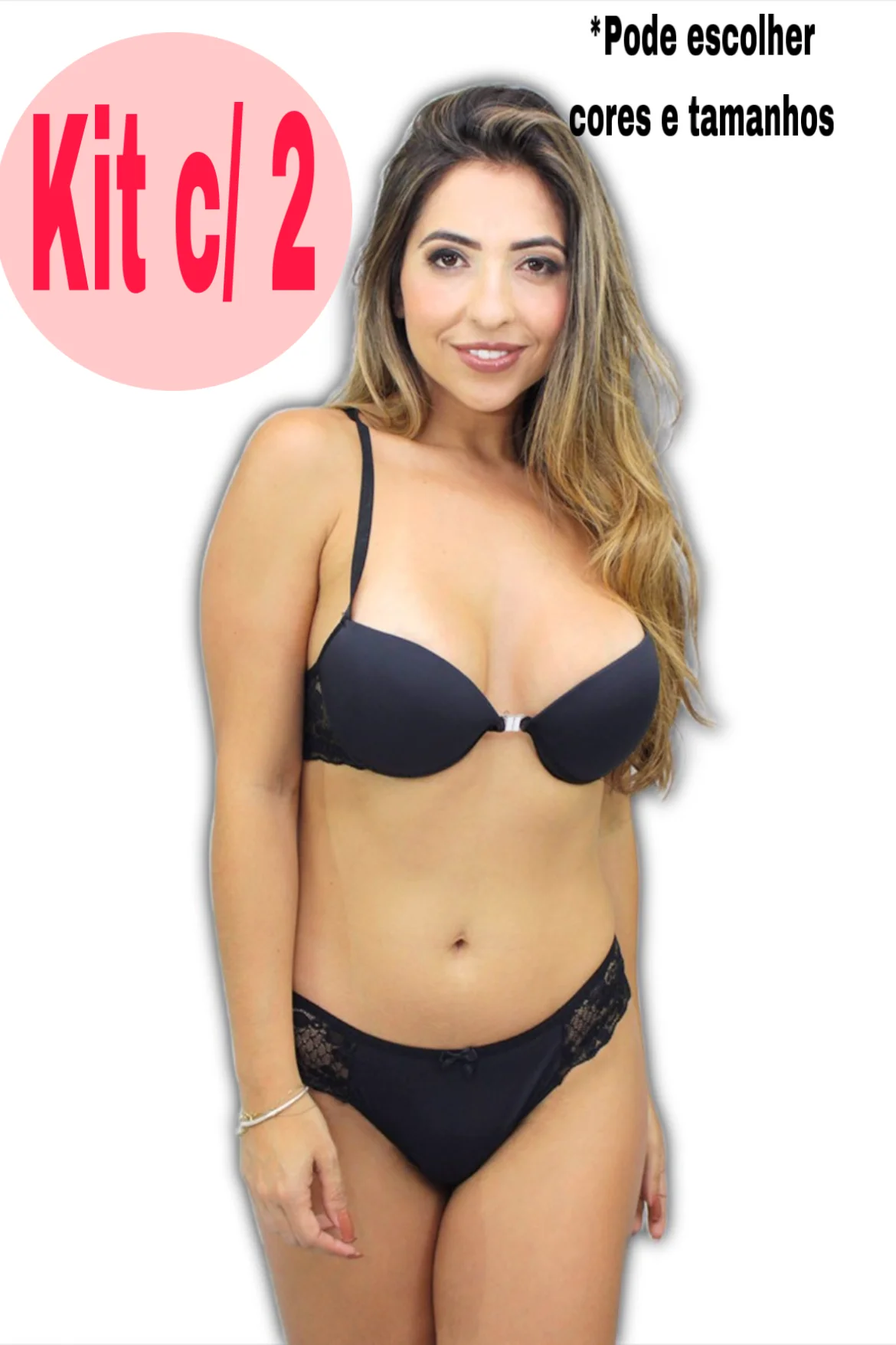 KIT COM DOIS CONJUNTOS LINGERIE SUTIA NADADOR COM BOJO E RENDA CALCINHA POLIAMIDA E RENDA LANGERIE SOUTIEN SUTIAN