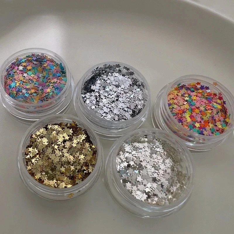 Mini étoile à paillettes pour ongles, 2mm, bonbons colorés, couleurs mélangées, feuille fine or argent, accessoires de décoration pour ongles