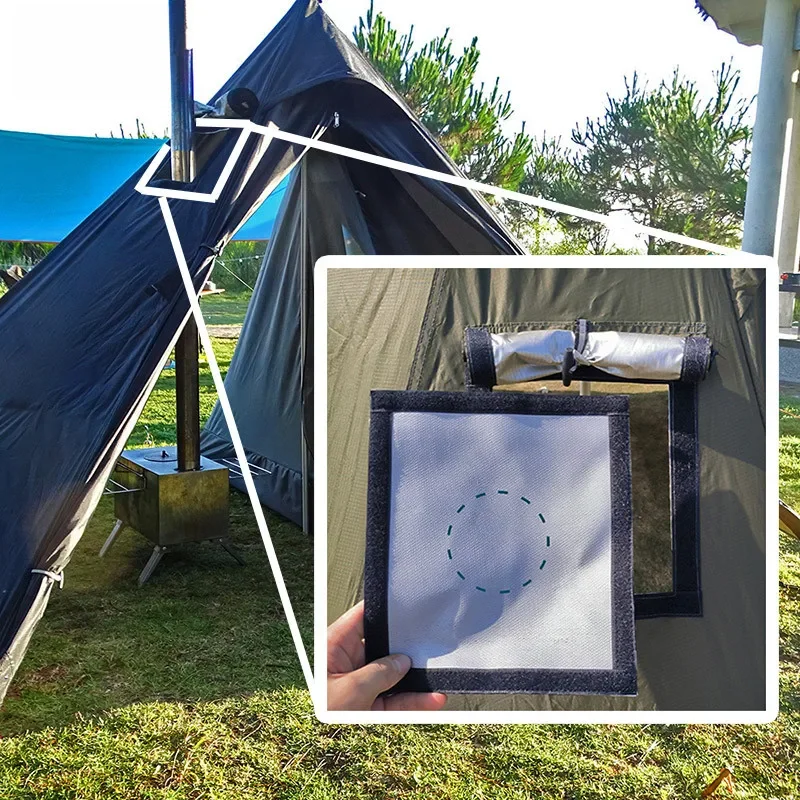 Cric de poêle de tente chaude/résistant au feu Anti-brûlure/tuyau de poêle à feu tuyau de ventilation anneau de protection accessoire tipi de Camping d'hiver