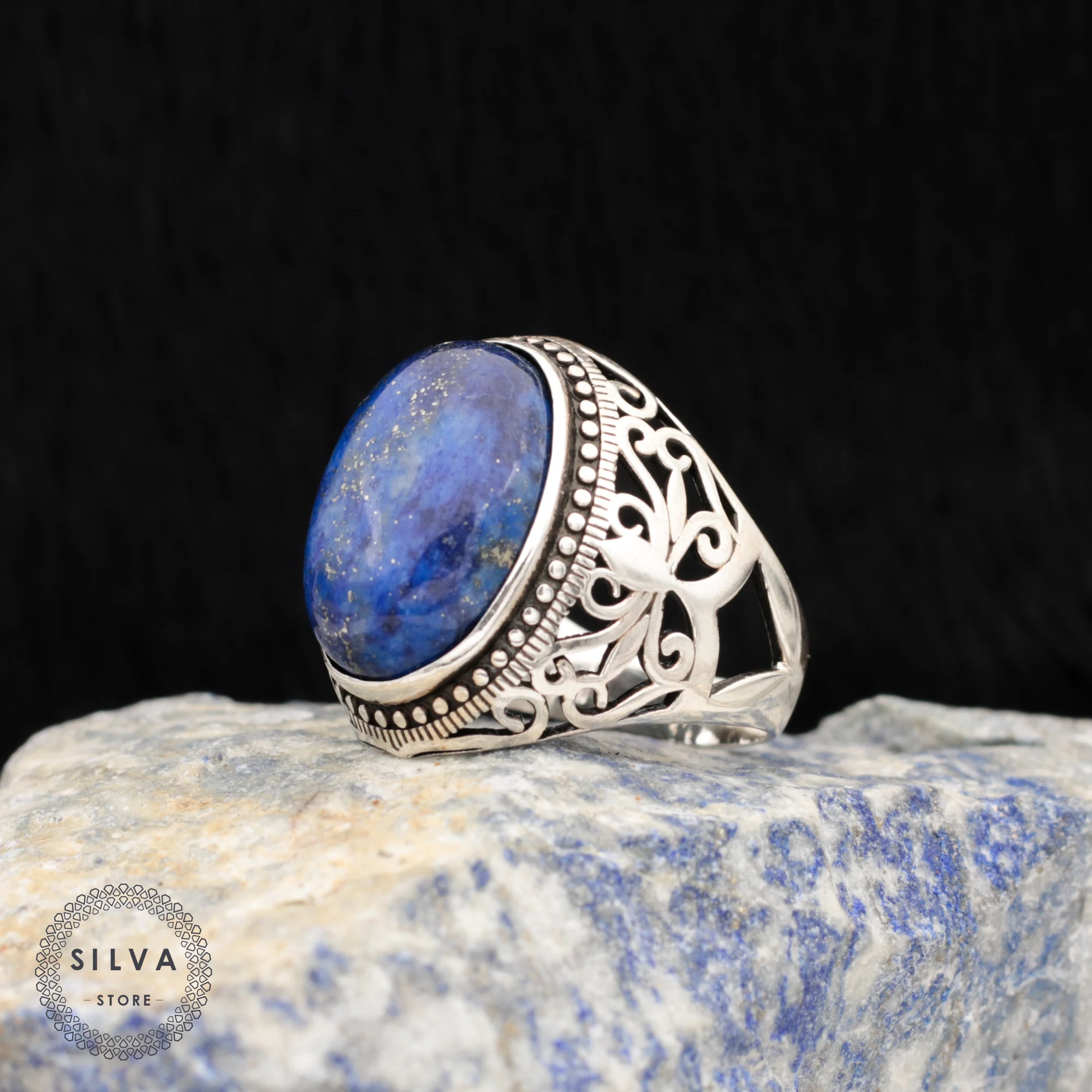 Pure Sterling 925 Silver Men's Ring With Lapis (Lazord) Stone. Made in Turkey Male Gift Accessories High Quality Fashion Jewelry