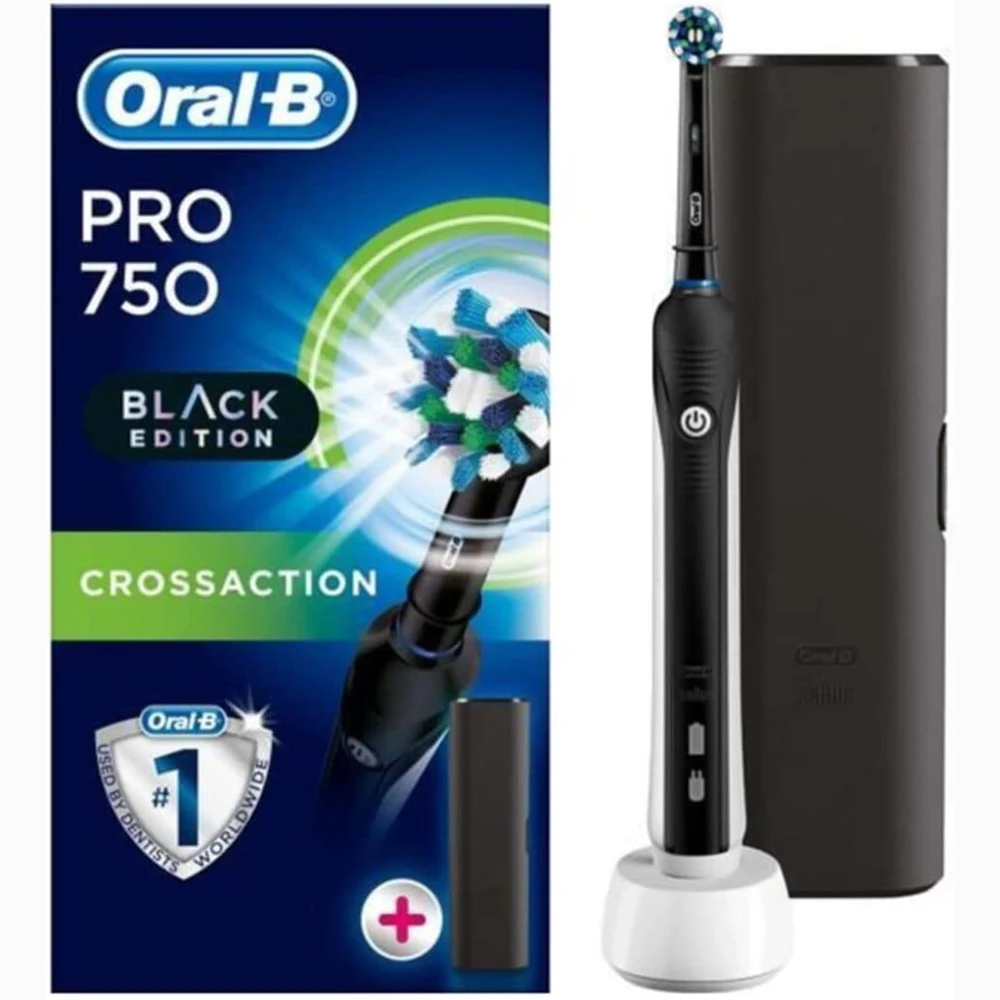 Original Oral-B Pro 750 Rechargeable Toothbrush Electric Toothbrush with Travel Case for Healthy Teeth Cleaning Refreshment