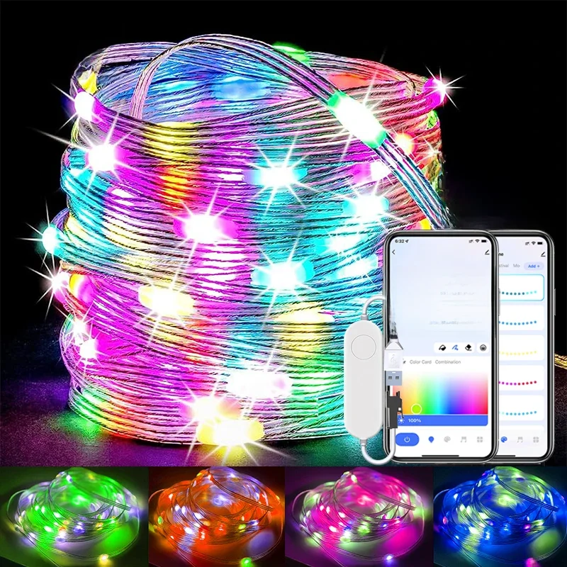TUYA Fairy String Lights RGBIC Color Changing 10m 100 LED Fairy Light Indoor Outdoor String Light Multicolor Waterproof Light — Zdjęcie 2 z 2