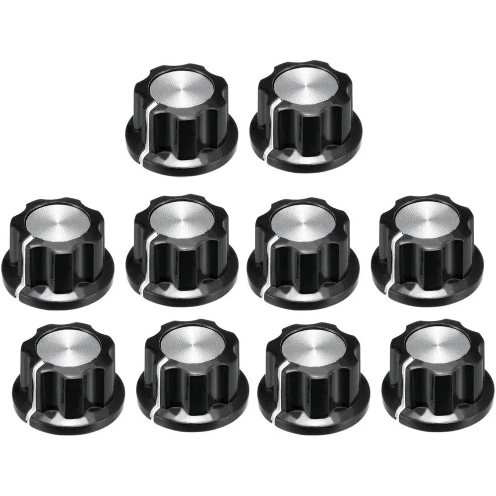 DAIERBUMP 10 pièces 19.5x11.5mm ton argent potentiomètre supérieur contrôle du Volume boutons rotatifs pour arbre 6.35mm bouton de Volume de guitare