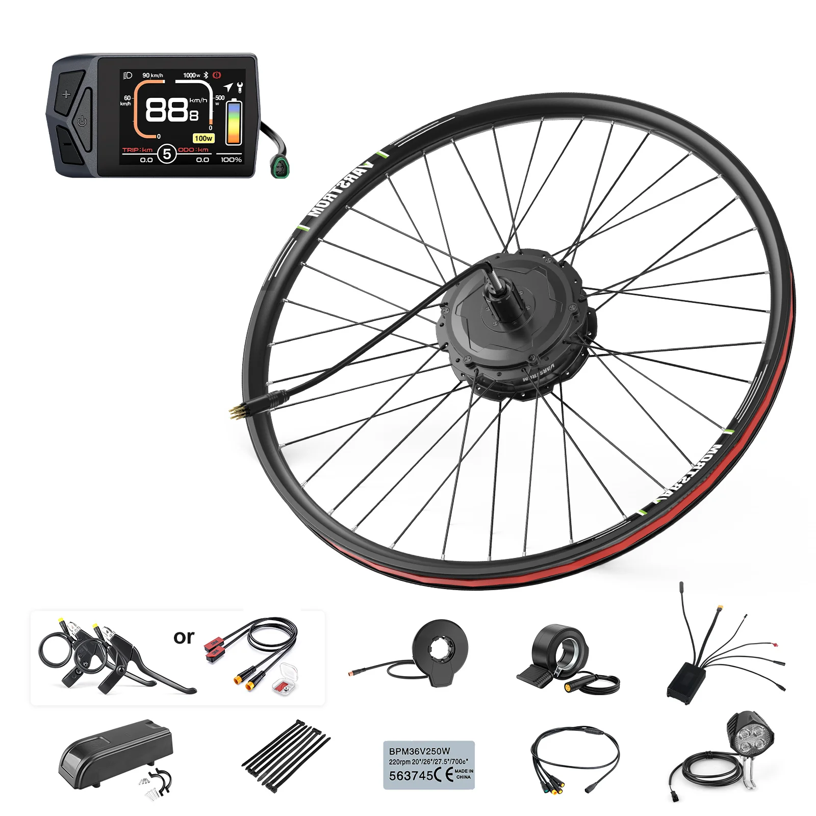 [Versand aus Polen] Varstrom 125XVH EVH Nabenmotor hinten/vorne 48V 500W 750W Elektrofahrrad-Umbausatz 20' 26' 27,5' 29' Rad Hohes Drehmoment 80Nm Bis zu 60KM/H Für Scheibenbremsen-Version /