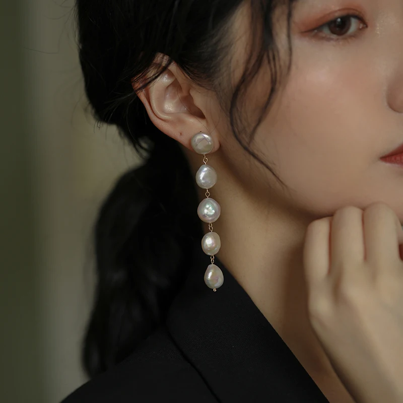 Exquisite Perlenmond-Asymmetrische Wassertropfen-Ohrringe für Frauen, Koreanische Mode Schmetterling Blumen Zirkon Ohrringe Hochzeitsschmuck – Detail 15