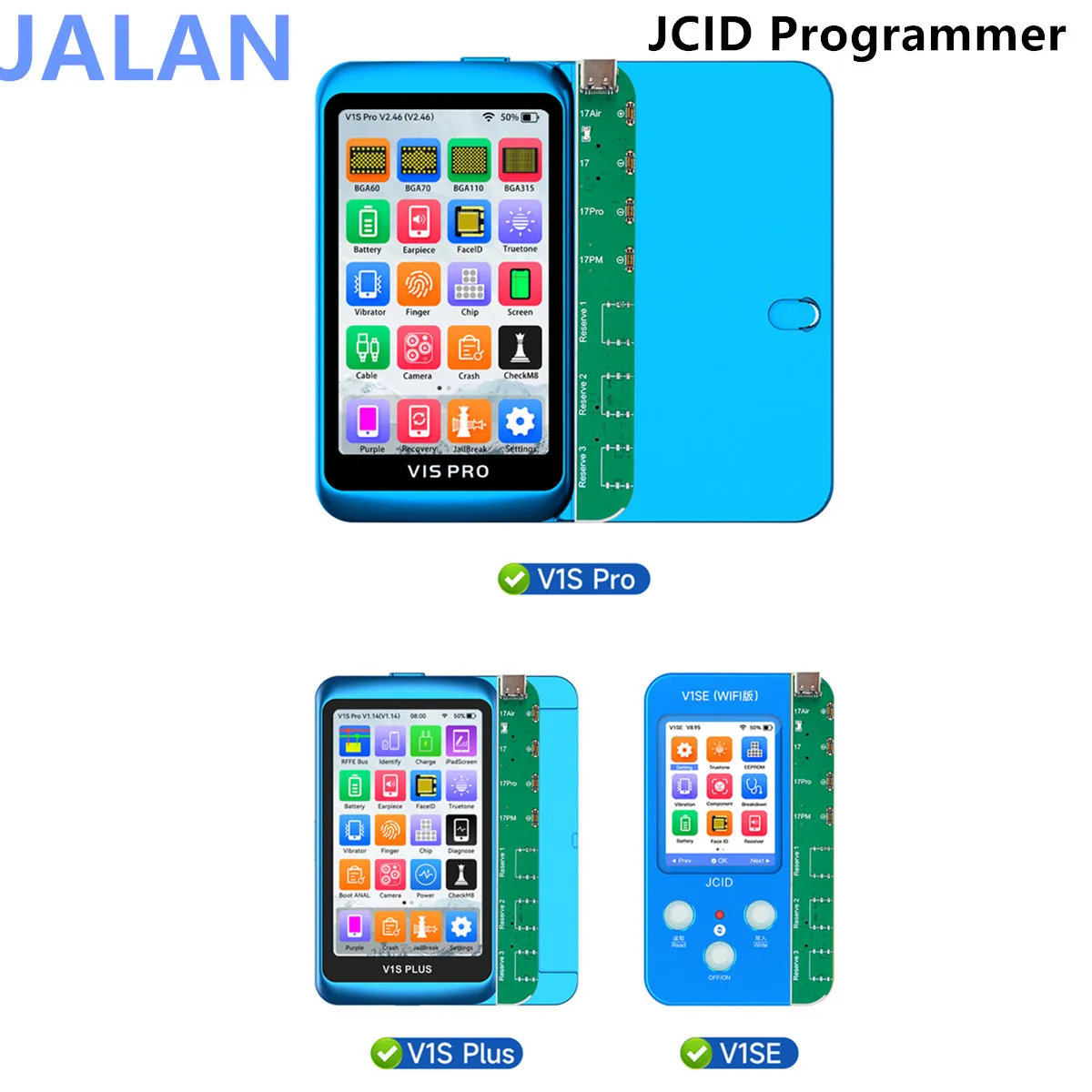 JCID V1SE / V1S Pro / V1S-Plus Programmer for IP6-17PM Phone Face ID/Battery/True Tone/Camera Repair Tool