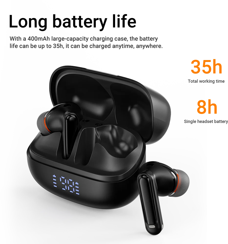 ACEFAST 4 Mics ANC -35dB Deep Reduction Wireless Bluetooth 5.4 Earphone HiFi Stereo Music Sport ENC Call Earbud 35H Battery Life