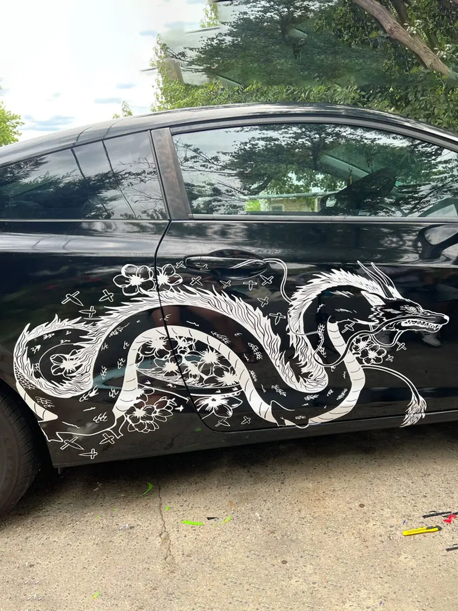 Anime Detachment Autoaufkleber The Black Dragon Body Großes Bild Dekoration Bewegungsstil Stanzen Vinyl Aufkleber