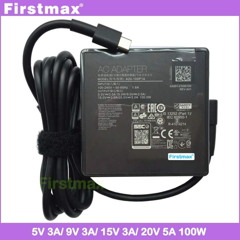 

A20-100P1A 100W AC Adapter 20V 5A USB-C type C Laptop Charger for Asus ZenBook UX425QA UM5401QA UN5401QA UP5401ZA UX5401ZA