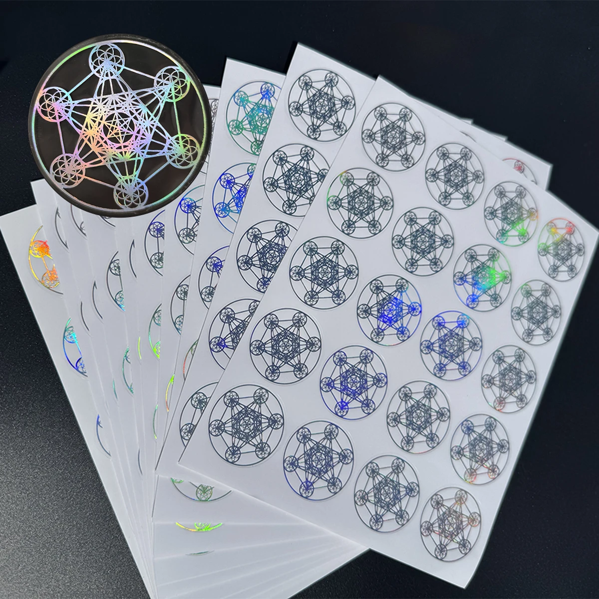 200 قطعة من الملصقات المجسمة على شكل مكعب ميتاترون - تصميم هندسي مقدس، ملصقات تزيين روحية لسكرابوكينغ والمجلات. #1