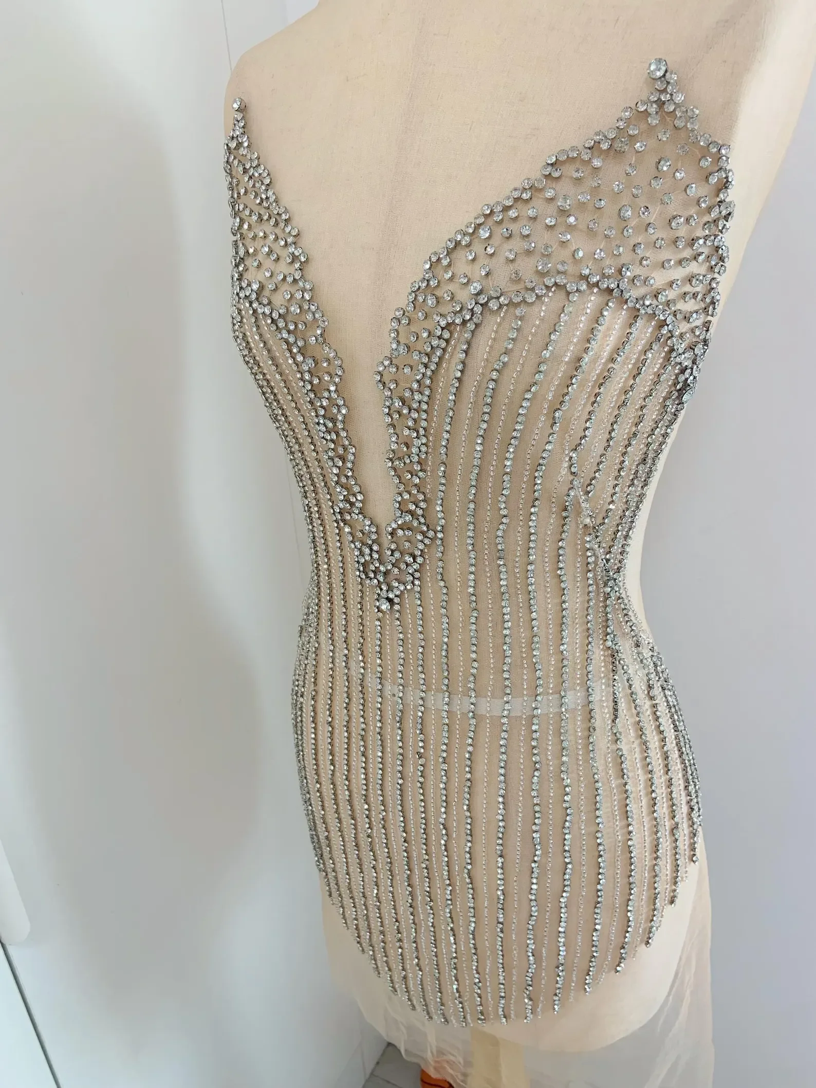 Toppa Applique con strass con scollo a V profondo per Couture, vestito, Costume, abito da ballo, Super scintillante