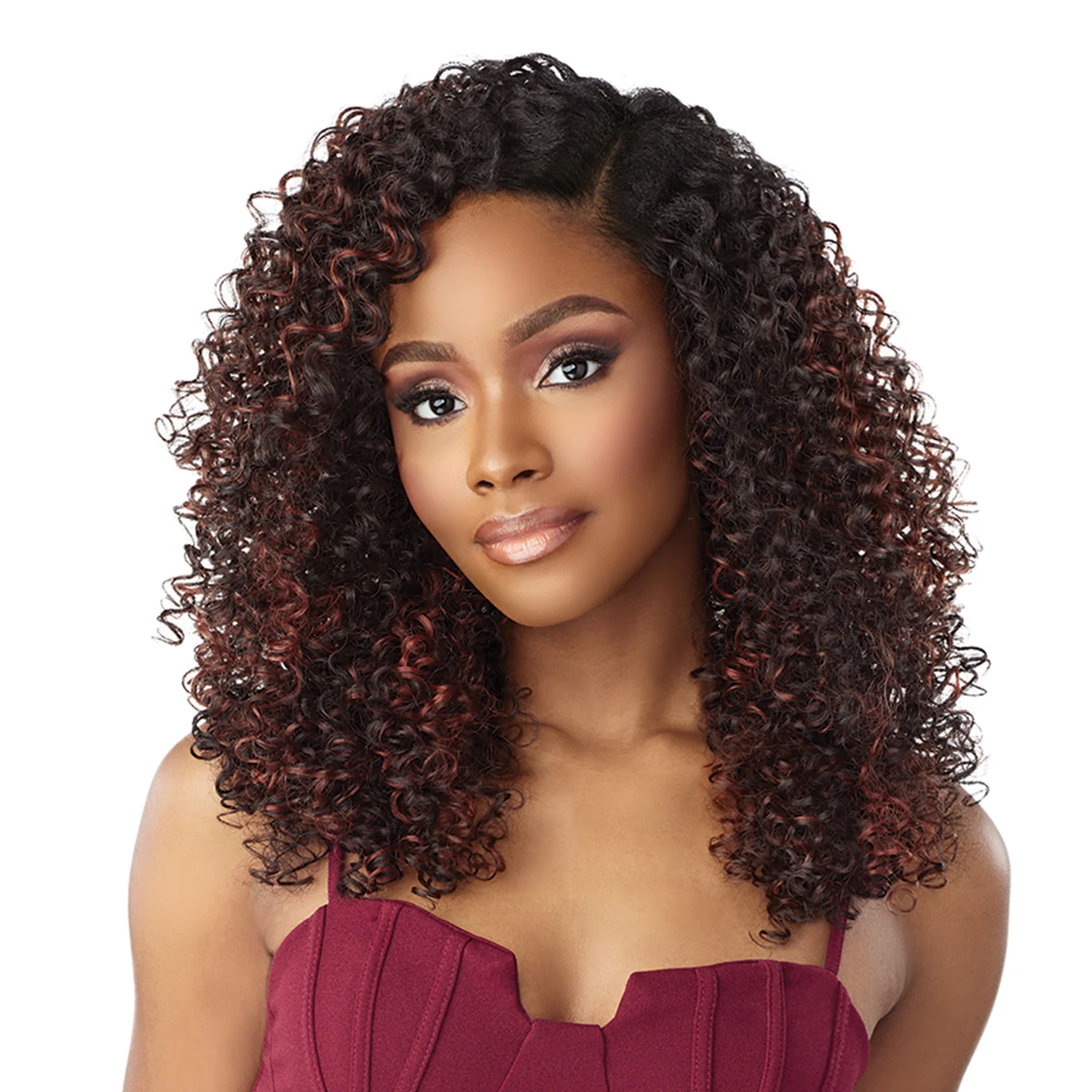 Sensationnel Curls Kinks N Co Glueless V-Part Wig, V-Unit 5 - Natural Textura, Secure Fit, Perfeito para estilo sem costura