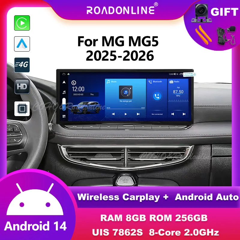

12.3 " For MG MG5 2025 2026 Android 14 8-Core 8G+256G Car Multimedia Player Stereo Receiver Radio android Carplay
