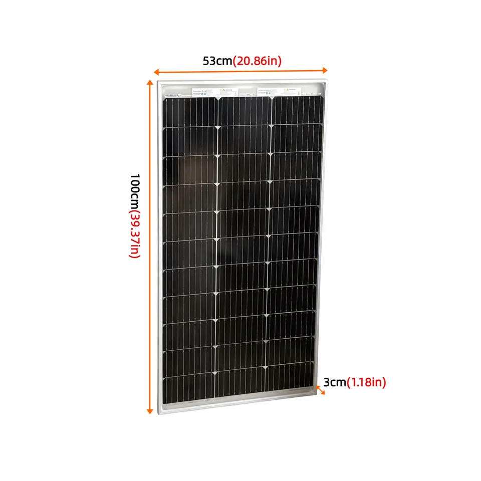 2PCS 18 V 100W Bifacial Solar Panels, 200 W Double Sided Mono