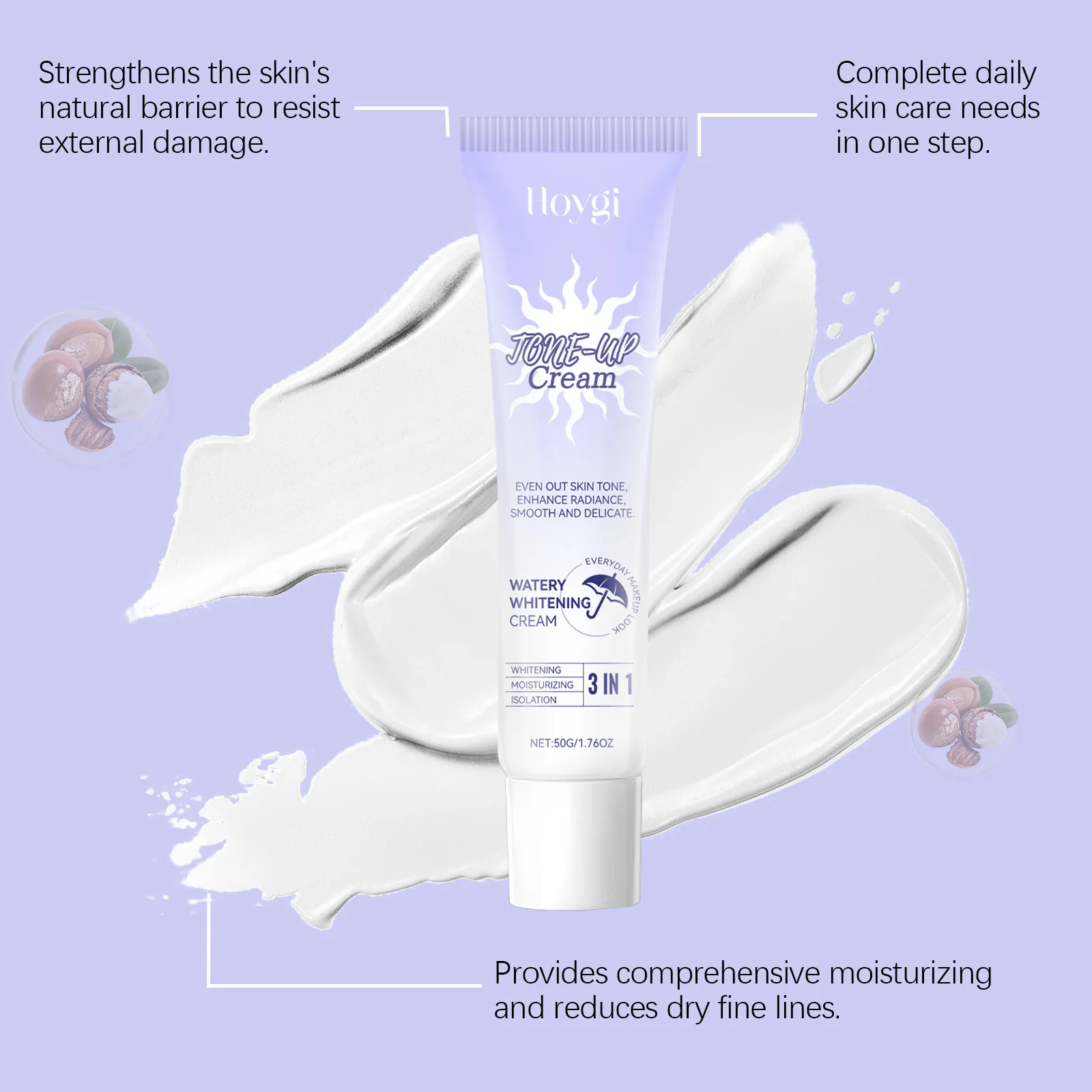 Hoygi-crema de base facial acuosa, mejora el brillo de la piel, hidratante, cobertura perfecta, Reduce la sequedad, crema de base facial brillante