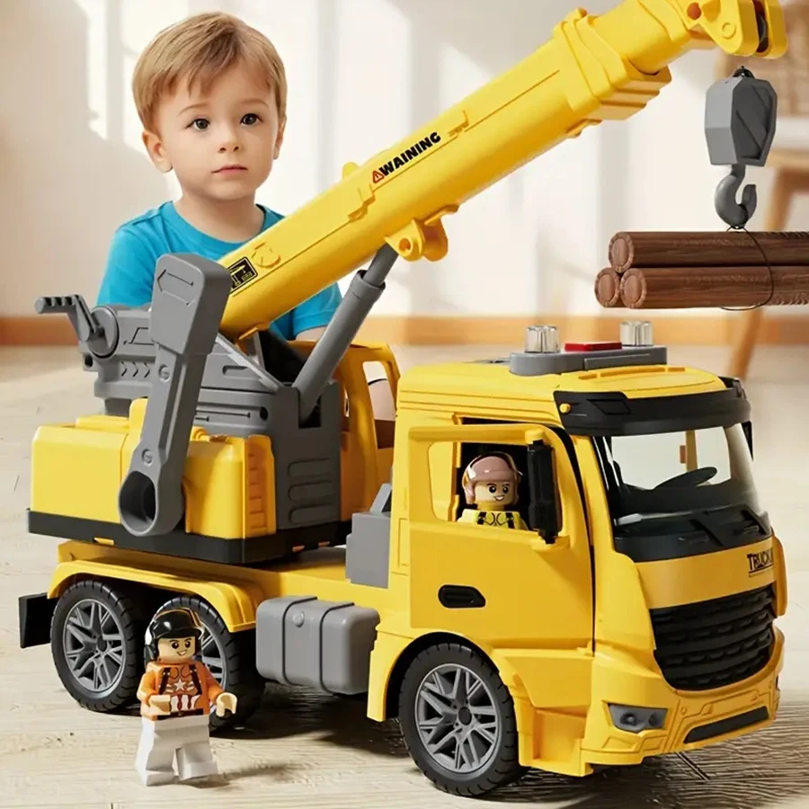 Jouets pour garçons et filles de 3 ans, lumières et sons de camion grue jouet de construction.