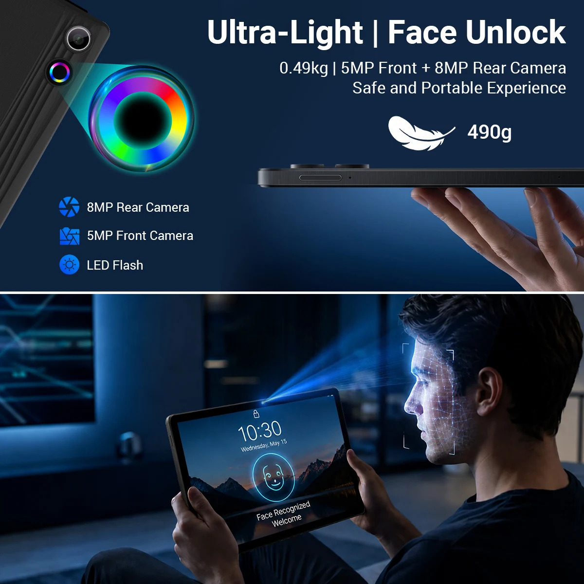 URAO A7L 10.95 Inch Tablet PC Octa Core A523 Android 15 24GB RAM+128GB ROM 6800mAh Battery HD Screen Dual Camera Bluetooth Keyboard Mouse Stylus Full Set Gaming Learning Office Tablet