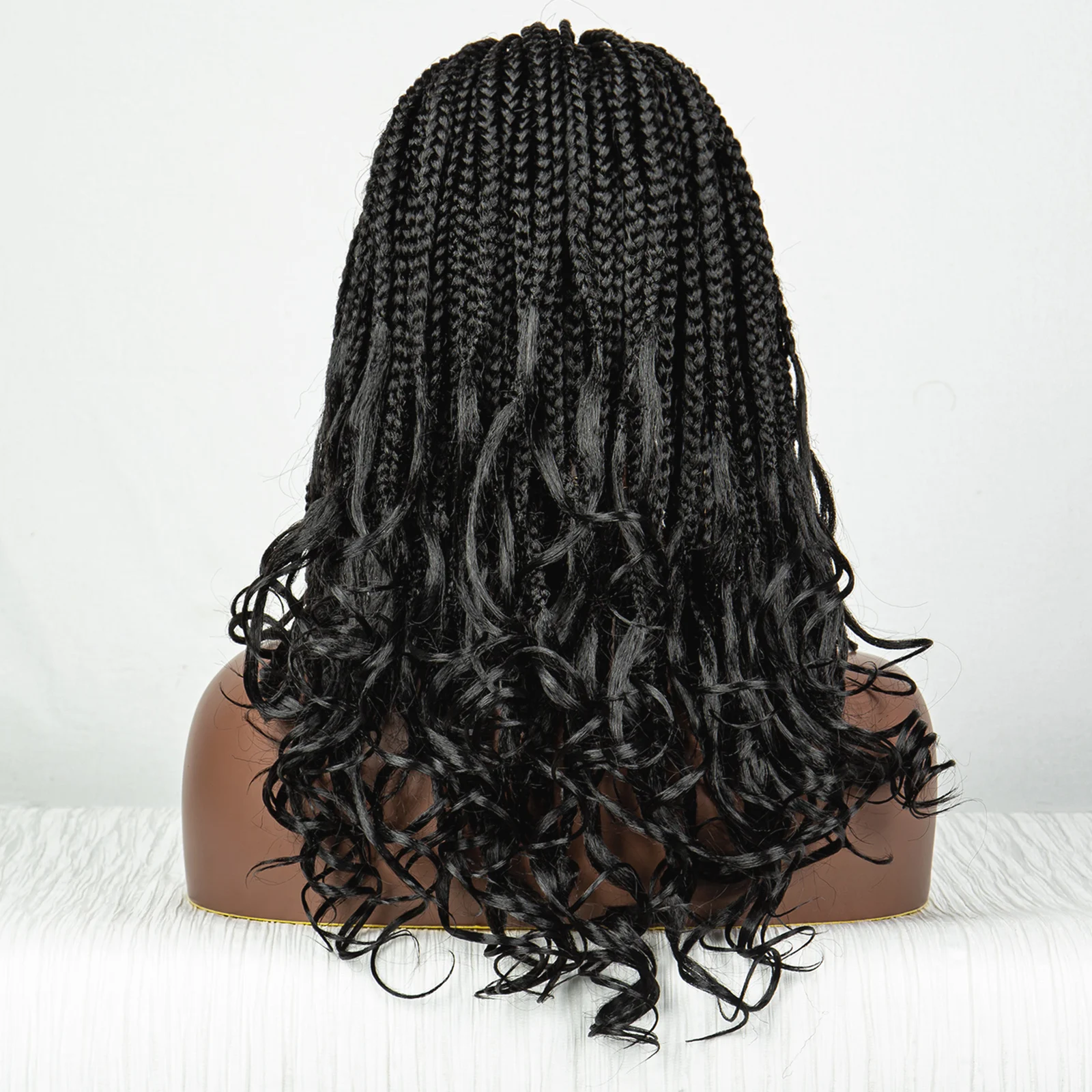 Synthetic Short Box Braided Wigs Wavy Ends 9x6 Frontal Lace Colored Short Afro Braiding Wig With Baby Hair For Black Women