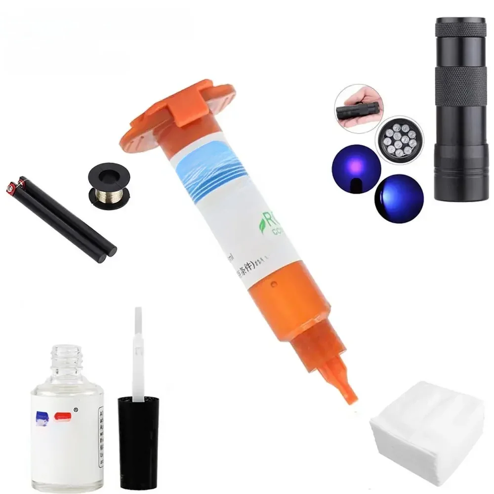 6 w 1 LOCA tp-2500 Klej UV 5 ml + 12 diod LED UV do utwardzania + Zmywacz kleju UTV 20 g + Drut tnący 50 m + Ubrania Do naprawy ekranu dotykowego LCD — zdjęcie 2