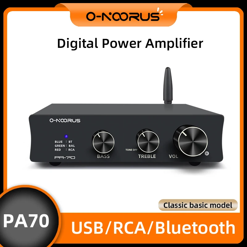 O-norus-hifiオーディオスピーカー,クラスdアンプ,Bluetooth 5.0,ホームスピーカー,サブウーファー出力付きレシーバー,低音トレブル,ma12070,80wx2, 2.1