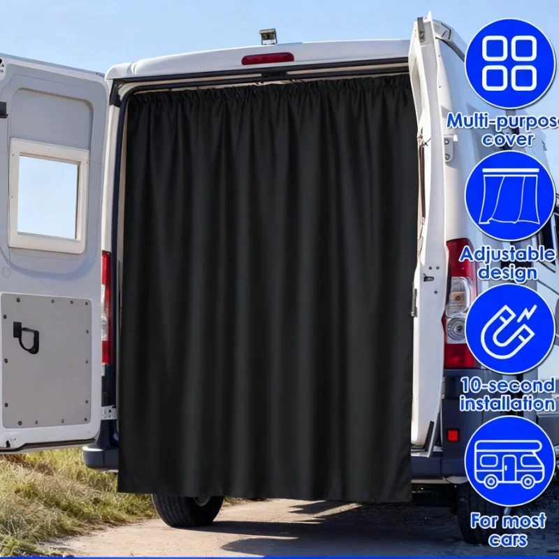 Camper Van Rear Door Curtain Shade Cover Waterproof RV Rear Barn Door Awning Cover Sunshade For SUVs Trucks Business Car