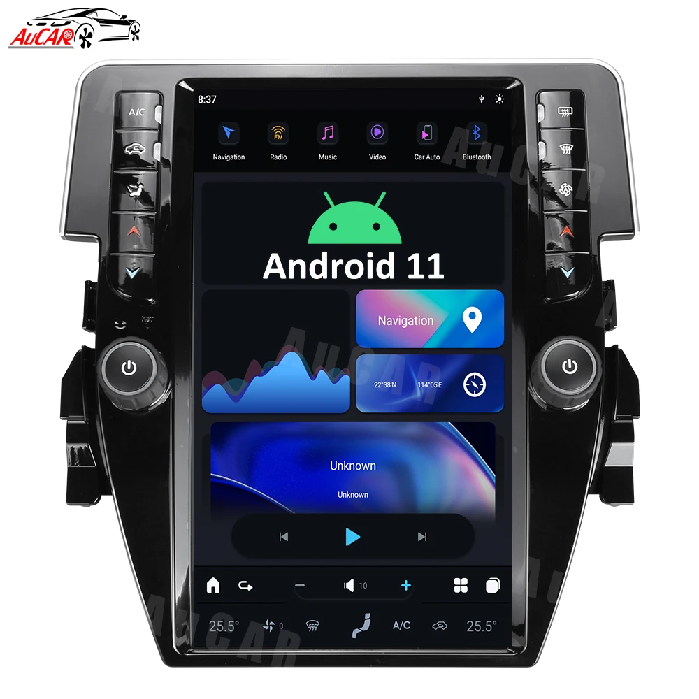 AuCar Tesla Style 11.8″ Car Radio Android 11 GPS Navigation For Honda CIVIC 2016-2019 Multimedia Stereo Player Head Unit Carplay