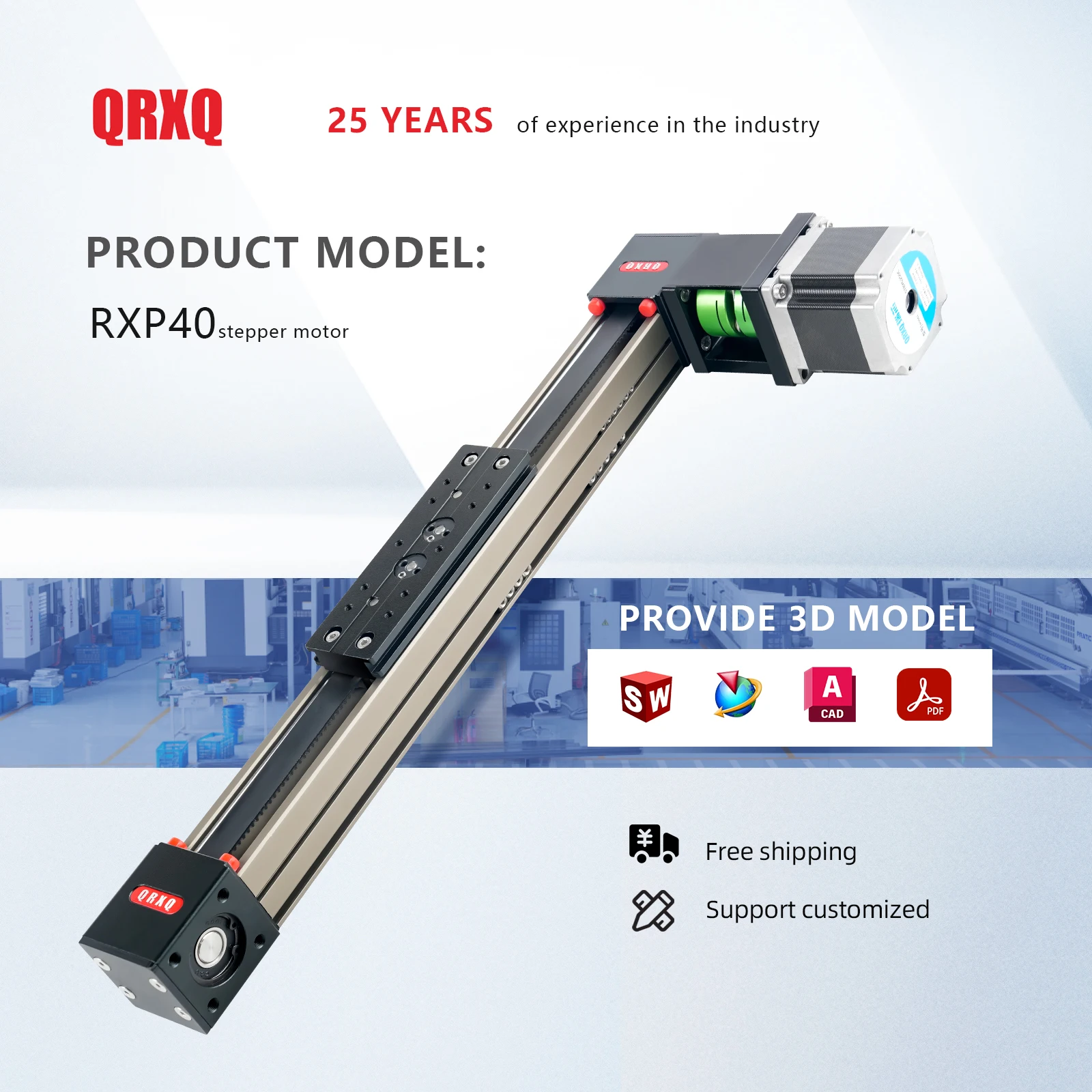 QRXQ RXP40 Slide Guide Belt Drive Linear 300mm 400mm 500mm 600mm Actuator Router Motorized Nema Stepper Motor CNC Linear Rail