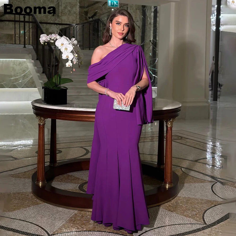 

Booma Saudi Arabia Mermaid Evening Dresses One Shoulder Cape Formal Occasion Dresses Ankle Length Party Gowns Customized