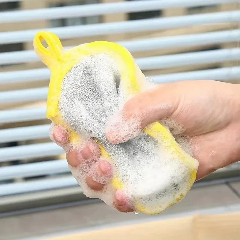 

Сверхпрочная двусторонняя губка для чистки, не царапающая поверхности, для чистки обожженных кастрюль, сковородок и кухонной утвари