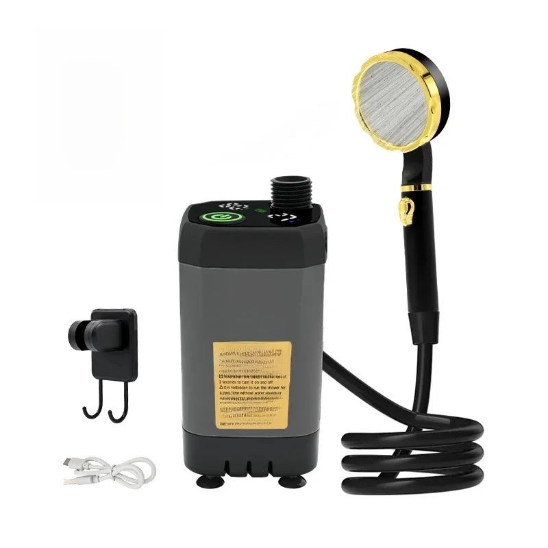 Pompka prysznicowa kempingowa Zestaw prysznicowy na zewnątrz RV Prysznic obozowy z pełnym ekranem Inteligentny wyświetlacz cyfrowy Regulowany zestaw prysznicowy 6000 mAh — zdjęcie 2