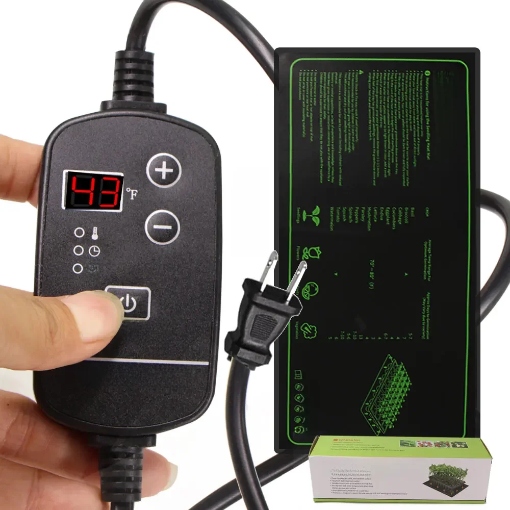 7-100W Jardin 16 ℃ à 45 ans ℃ Tapis chauffant pour semis, Thermostat réglable, pour plantes d'hiver, coussin chauffant pour pépinière, culture de Germination des graines