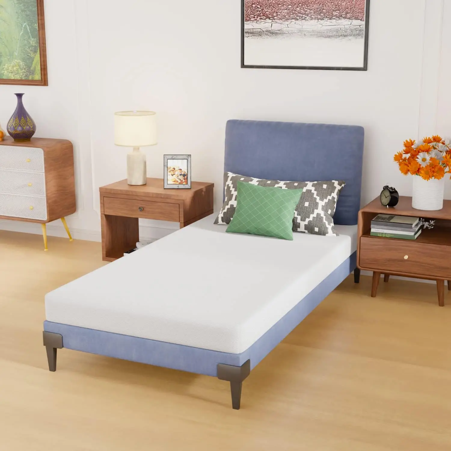 

5 Inch Twin Mattress | Medium Firm Base Foam Mattress | Removable Washable Zipper Cover | Breathable & Comfortable | White | Bed