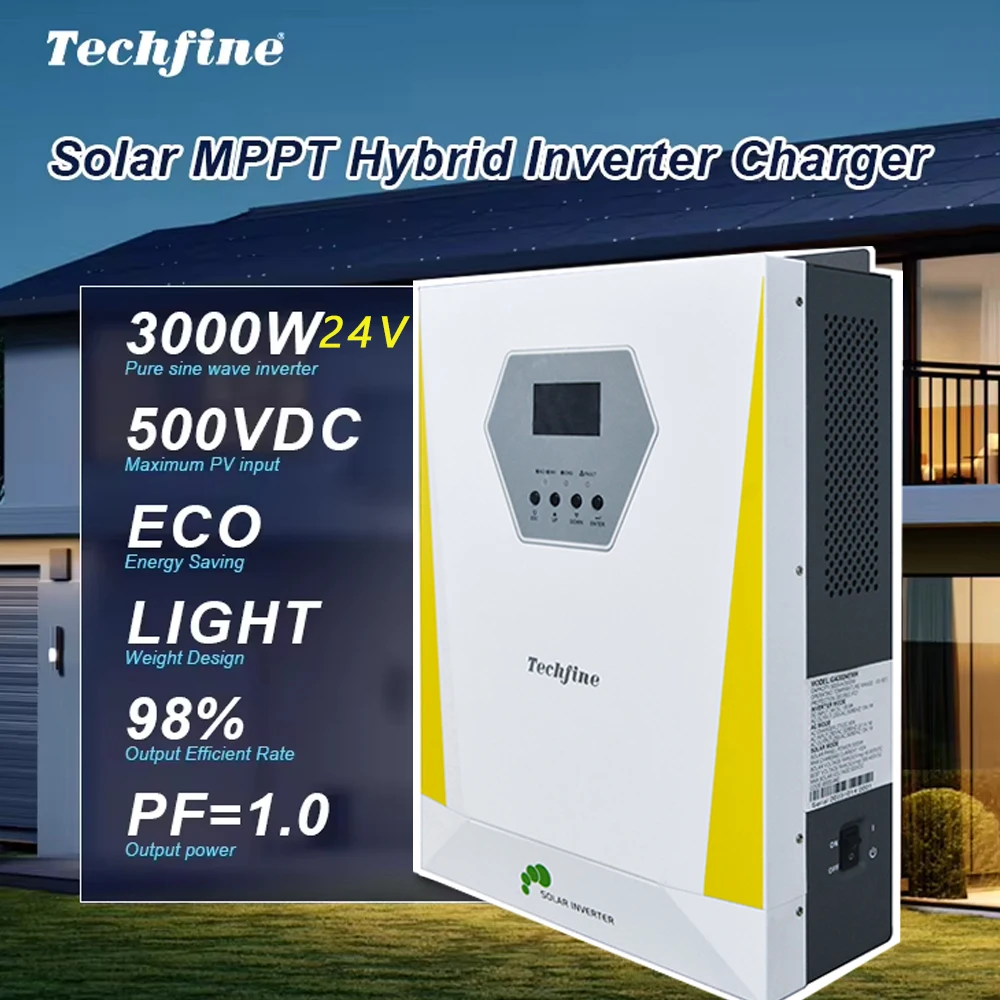 3000VA/3000W 24V,High Pv Input Voltage Range:40-500vdc Hybrid Solar Inverter Pure sine Ware,Built in 80A Mppt